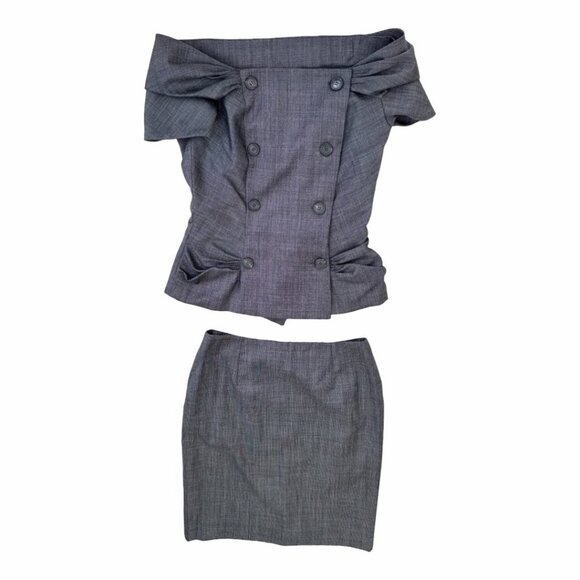 Chritsian Dior grey top skirt wool set size 6 - Picture 3 of 11